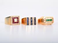Three 14K Gold, Diamond & Gemstone Vintage Estate Men's Rings, Estate - Sold for $1,187 on 05-06-2017 (Lot 413).jpg